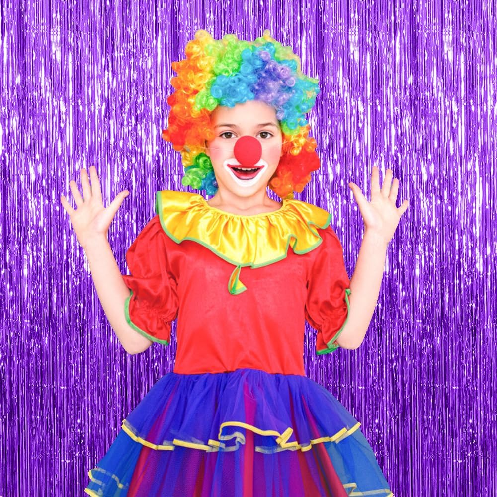 3 Pack Purple Streamers Backdrop Curtain Halloween Party Decorations Purple Tinsel Foil Fringe