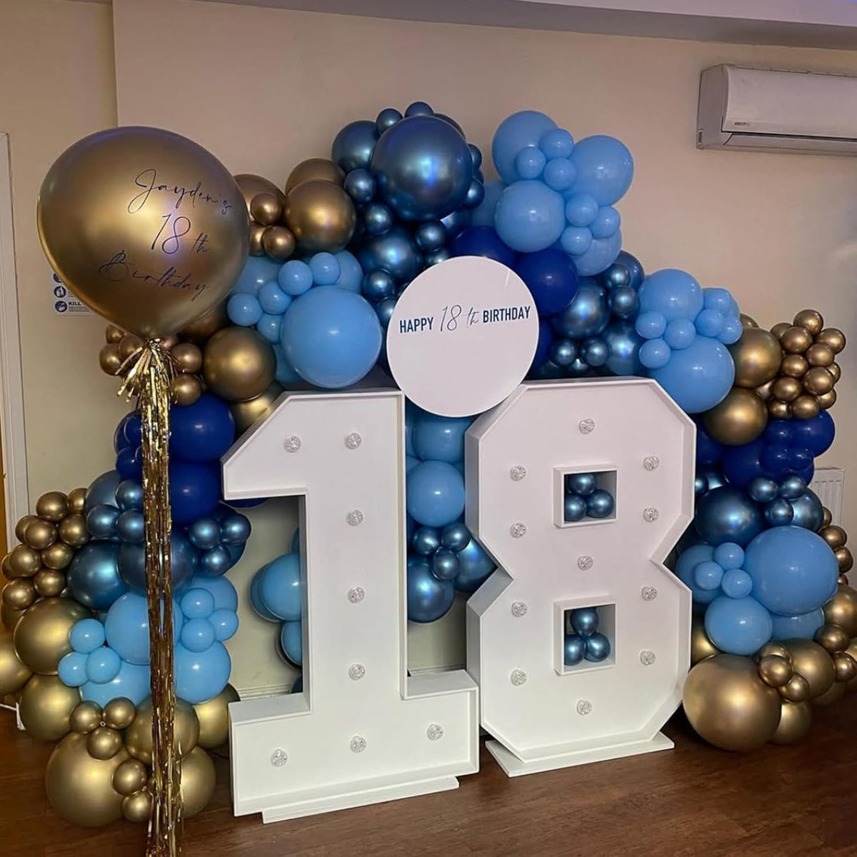 Blue and Gold Balloons,65pcs 12 inch Navy Blue Balloon Metallic Blue Gold Confetti Balloons for