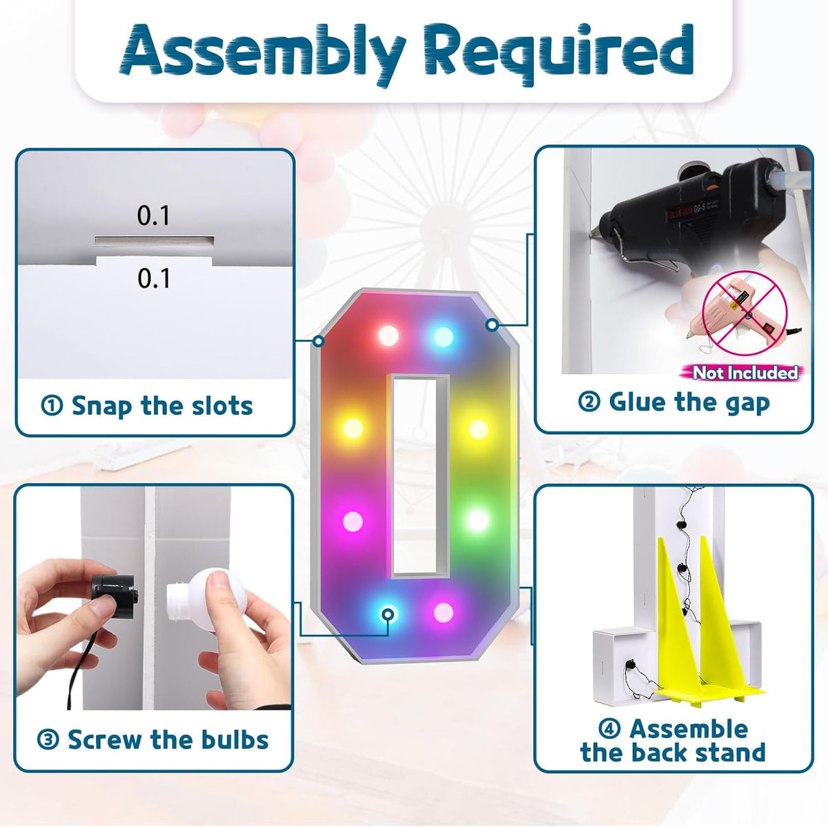 imprsv 3FT Colorful Marquee Numbers,18 Colors Number 0 with Remote, Light Up Numbers Sign for 50th