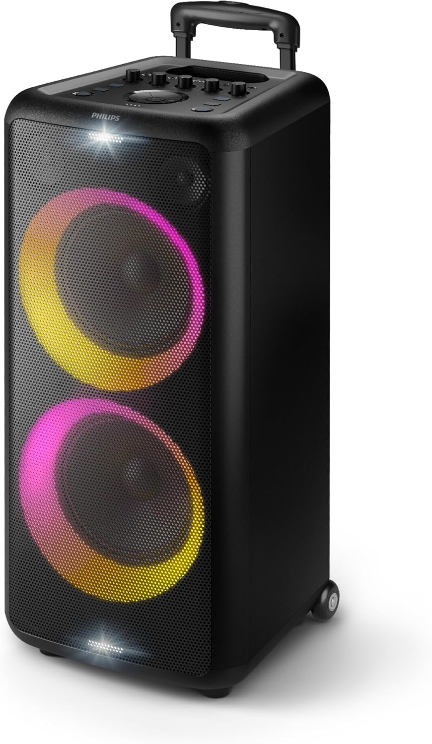 Philips X5206 bluetooth party speaker, portable with wheels, exciting light show, karaoke machine