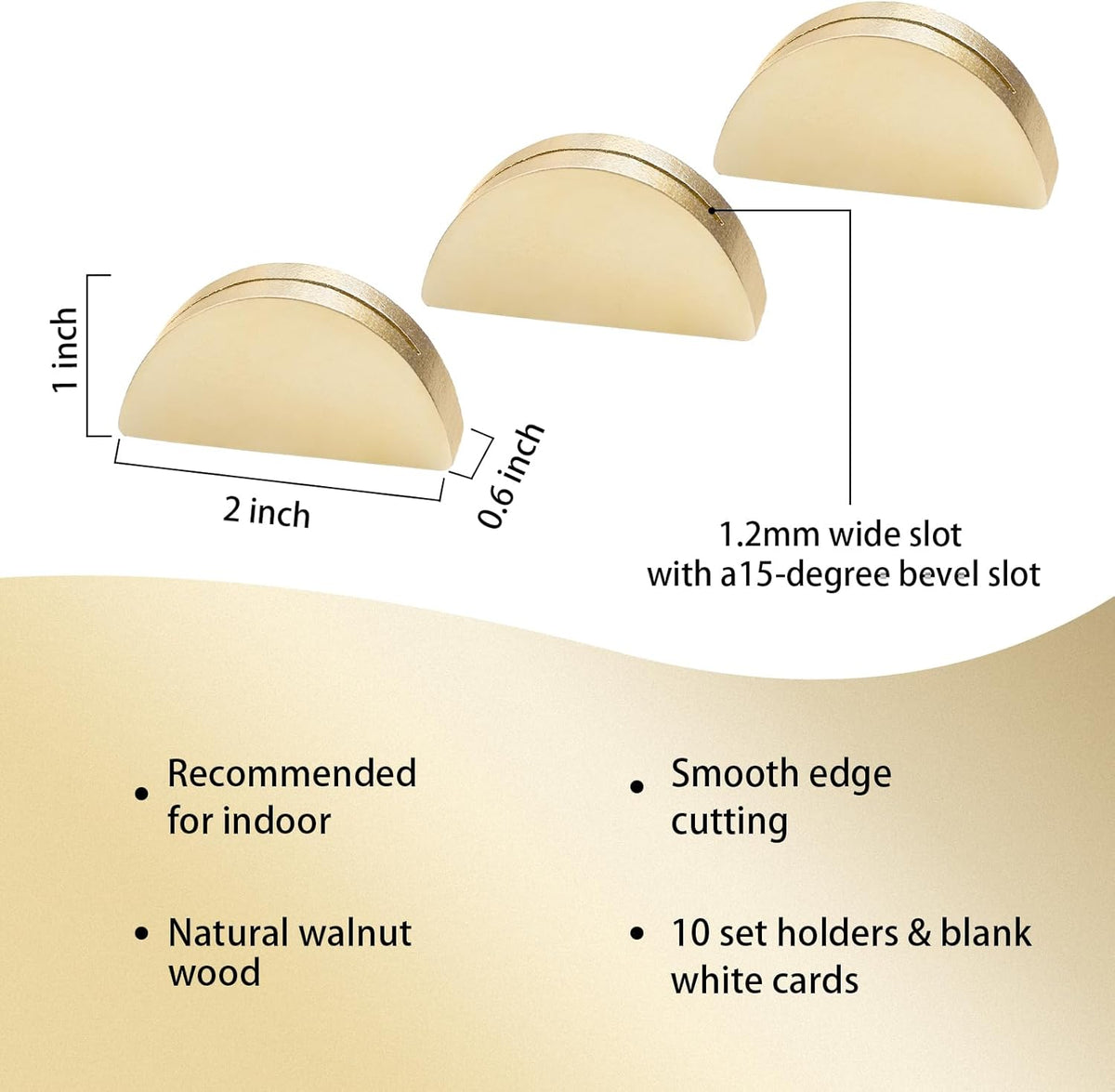 UNIQOOO 10 Set 2" Arch Gold Birch Wood Stand with Cards |1.2mm Slot, for Name Cards, Place Card