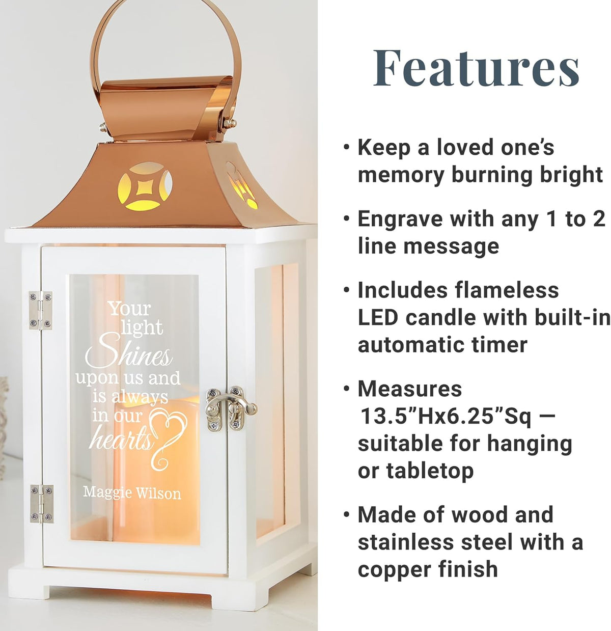 Let's Make Memories Personalized Memorial Lantern - Sympathy - Condolences - LED Candle - Automatic