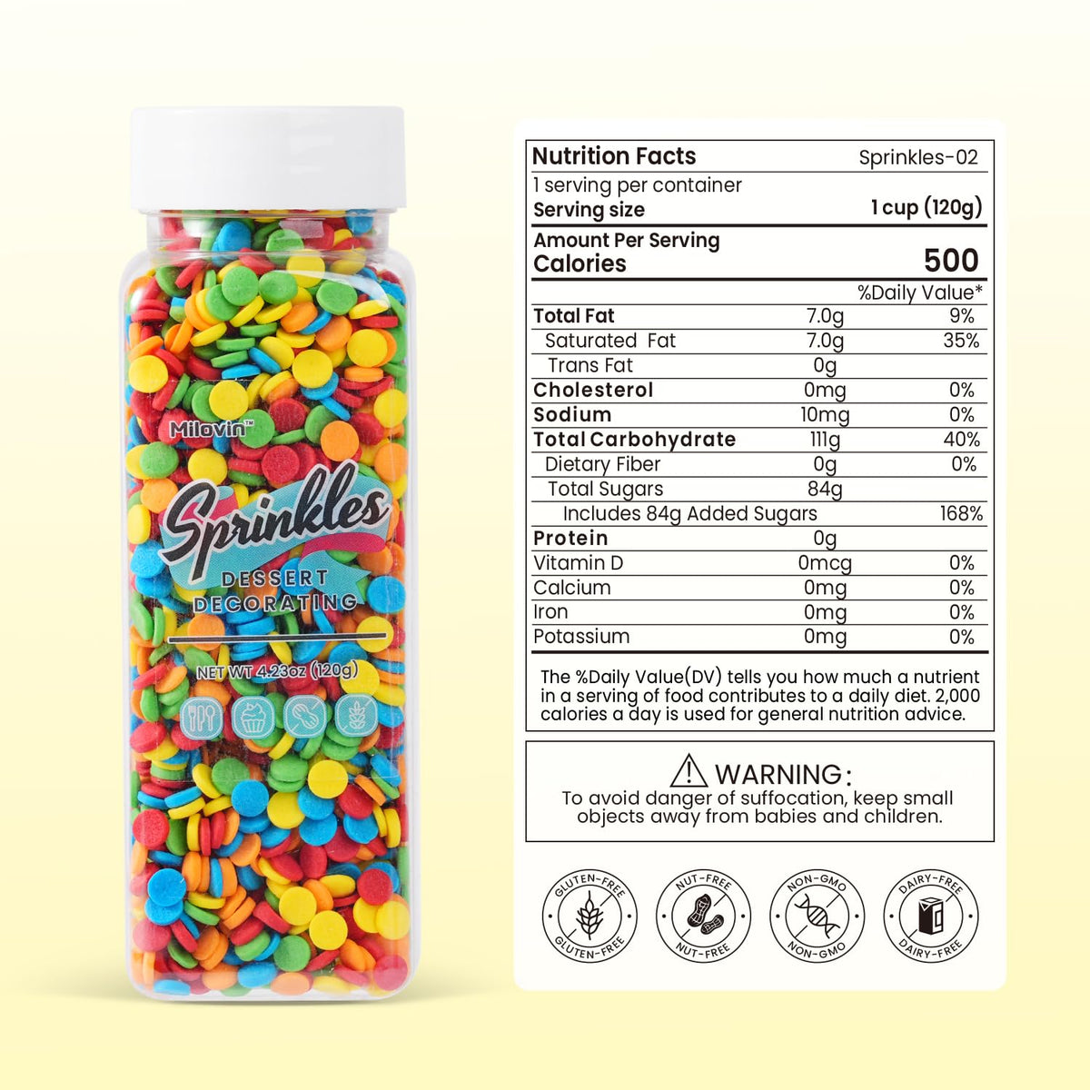 Edible Confetti Sprinkles, Rainbow Sprinkles for Cake Decorating, Round Sprinkles for Cupcakes