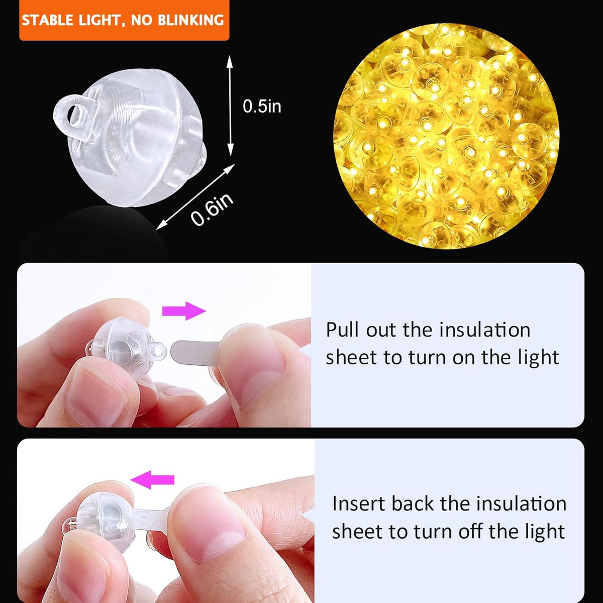 ZGWJ 200Pcs Mini Led Lights with Hooks, Long Standby Time Balloons Light, Mix Colors for Party