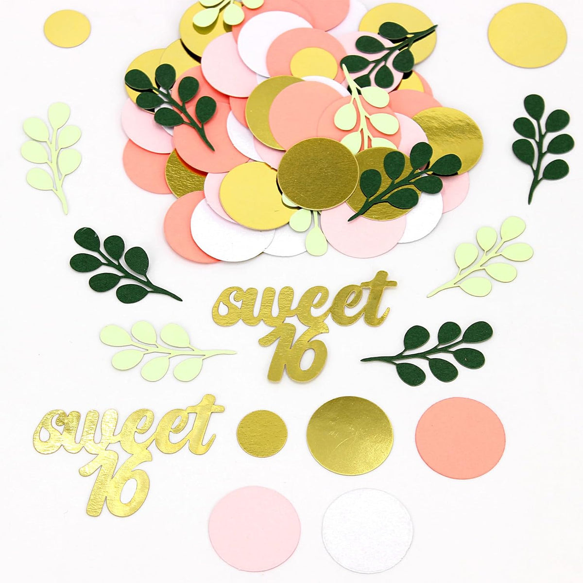 300PC Pink and Sage Green Sweet 16 Party Decorations for Girls 16th Birthday Confetti Sweet 16