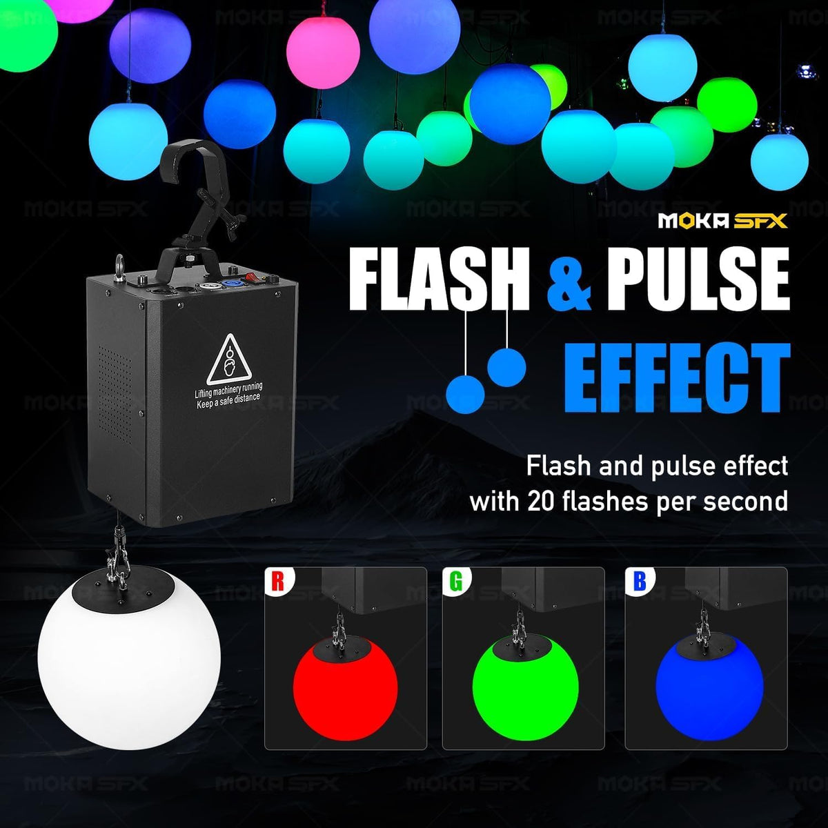 3D LED Light Lifting System DMX RGB LED Light Lift Ball Wave Effect Winch Colorful Kinetic Stage