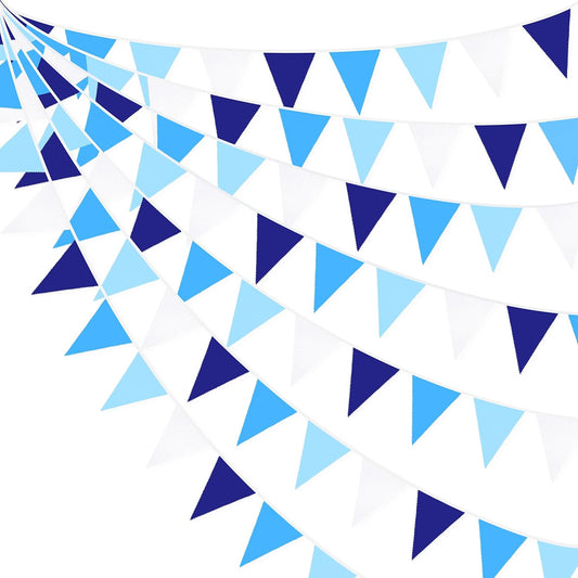 10M/32Ft Royal Blue Party Decorations Triangle Flag Pennant Bunting Fabric Garland for Wedding