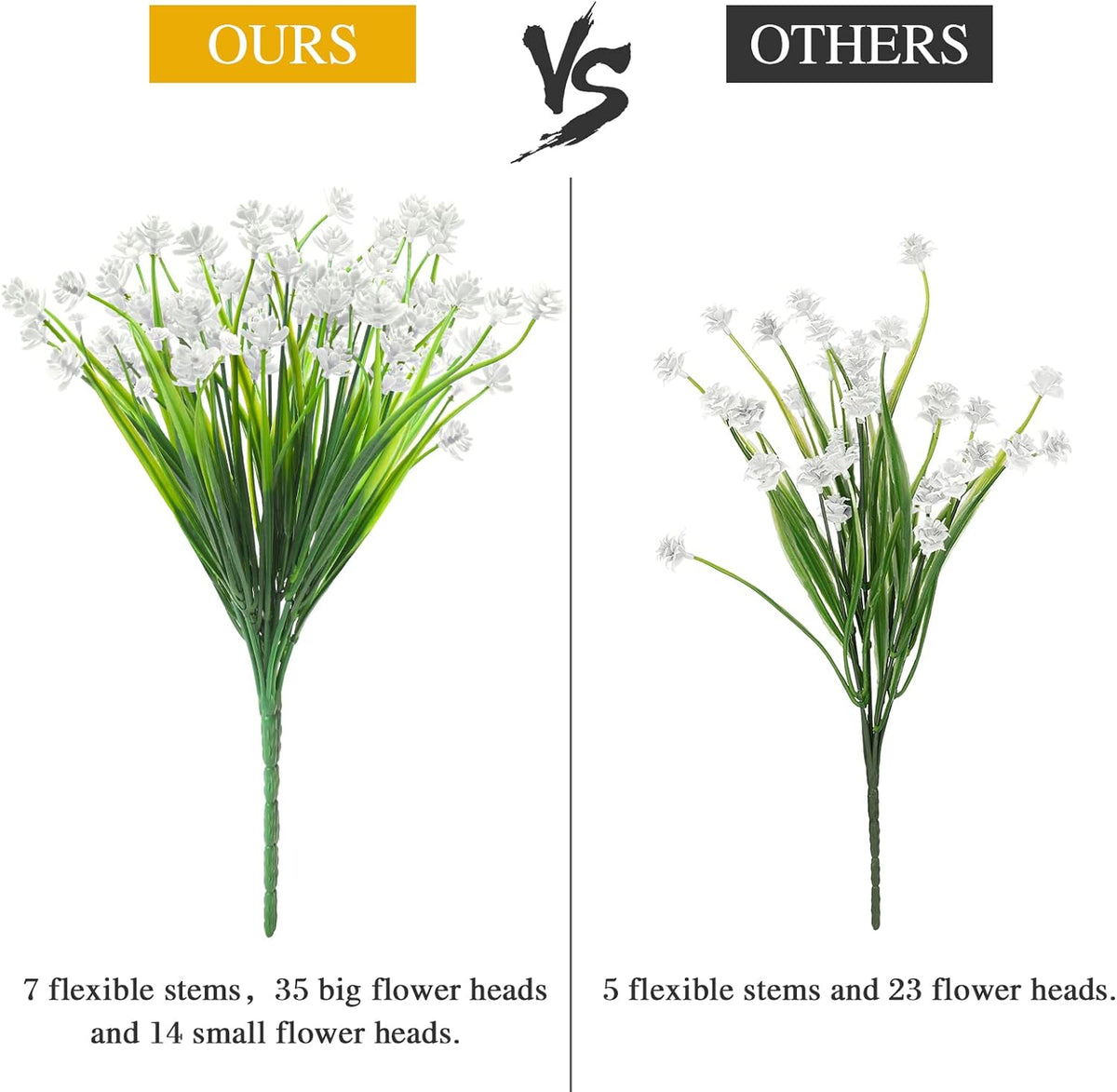AmyHomie 20 Bundles Artificial Flowers for Outdoor Outside Spring Summer Decoration UV Resistant