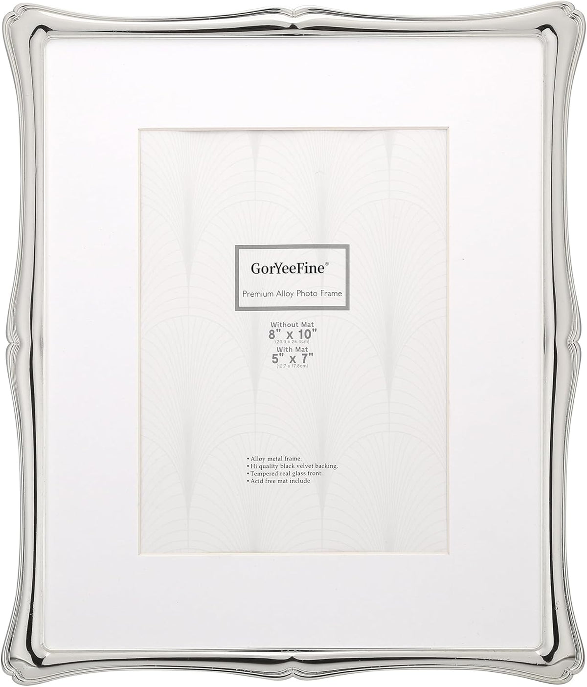 8 x 10'' Premium Alloy Silver Photo Frame with 5x7'' Mat - Luxury Hi End Display Picture Frames