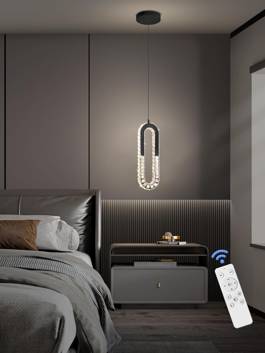 Modern Pendant Lighting 1-Light Chandelier Black Pendant Light Indoor Hanging Light Fixture for
