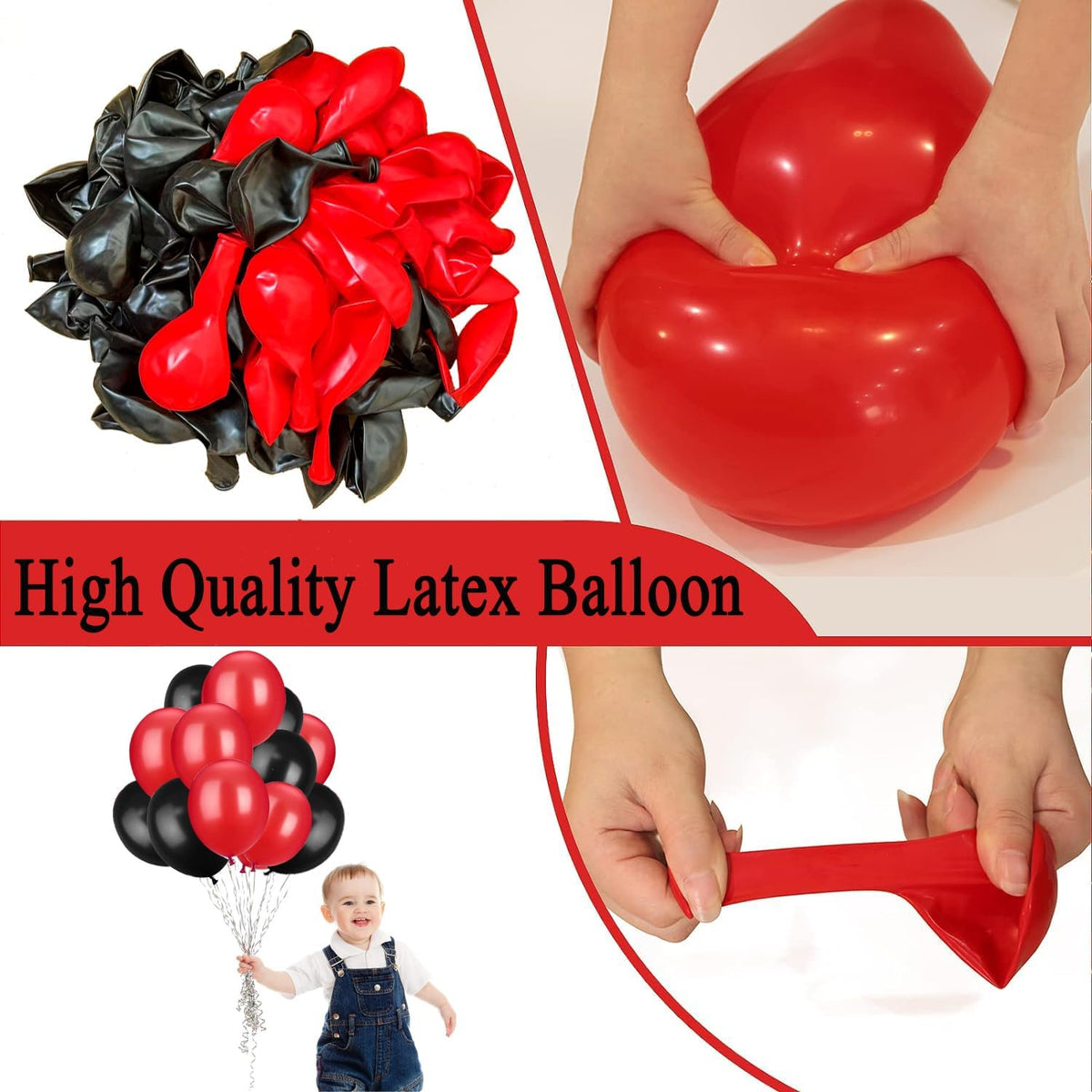 Red and Black Balloons, 70 Pack 12 Inch Black and Red Latex Balloons for Birthday Graduation