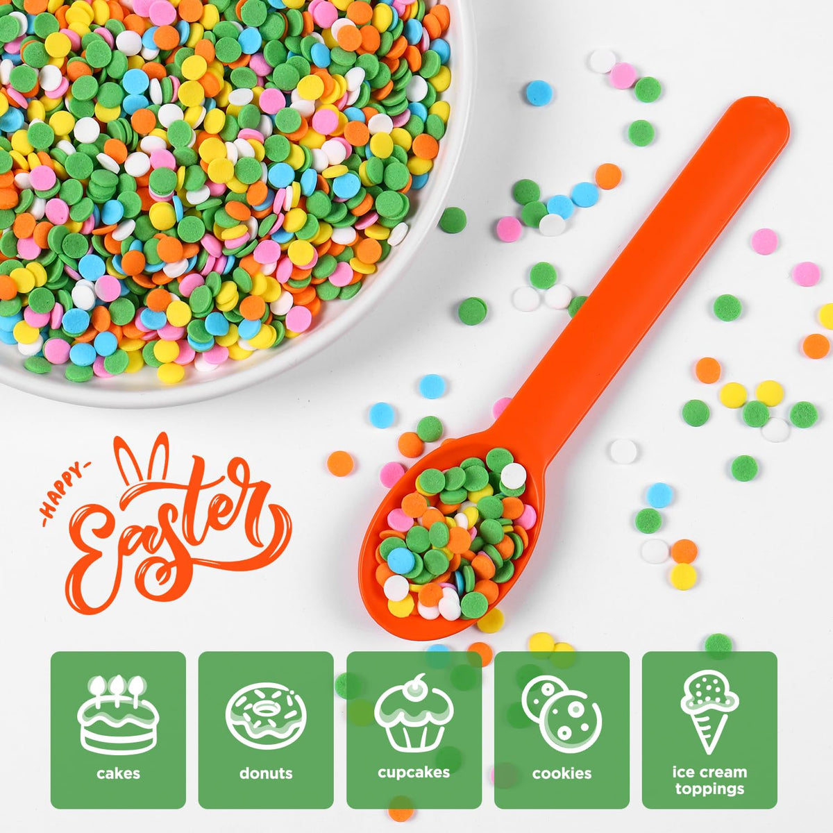 Edible Spring Confetti Sprinkles, Rainbow Sprinkles for Cake Decorating, Funfetti Sprinkles, Round