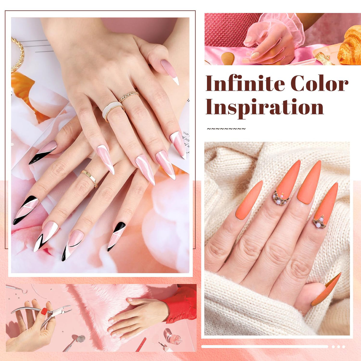 JODSONE 23 PCS Gel Nail Polish Set with Base Glossy and Matte Top Coat Multicolored Gel Nail Long