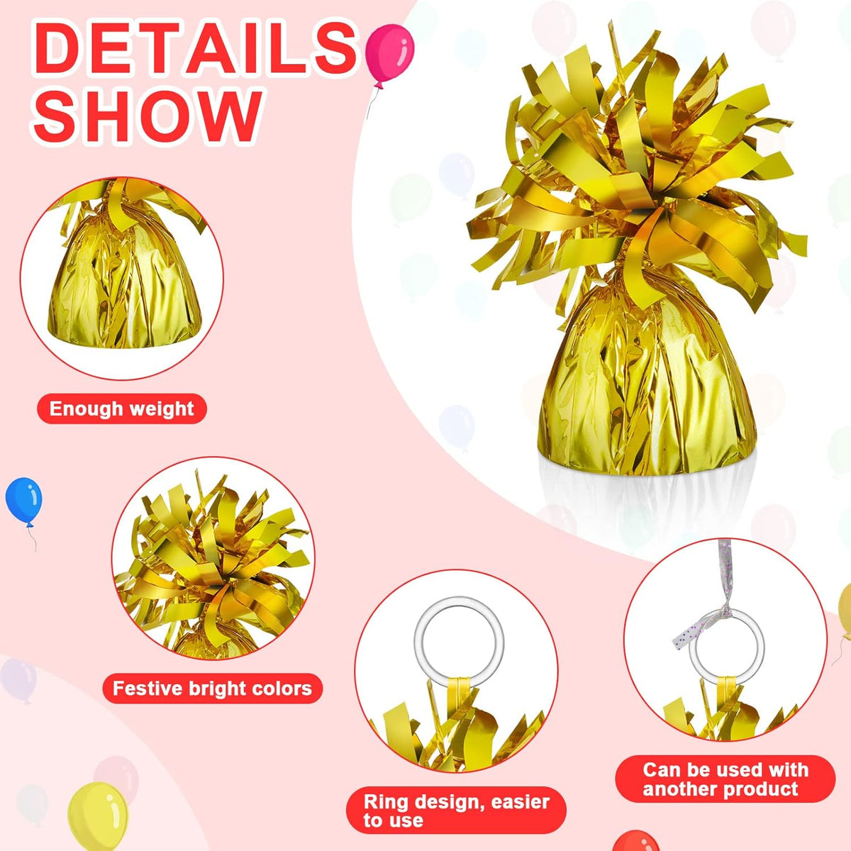 24 Pcs Balloon Weights Metallic Anchor Balloon Holder for Helium Balloons Heavy Table Weights and 1