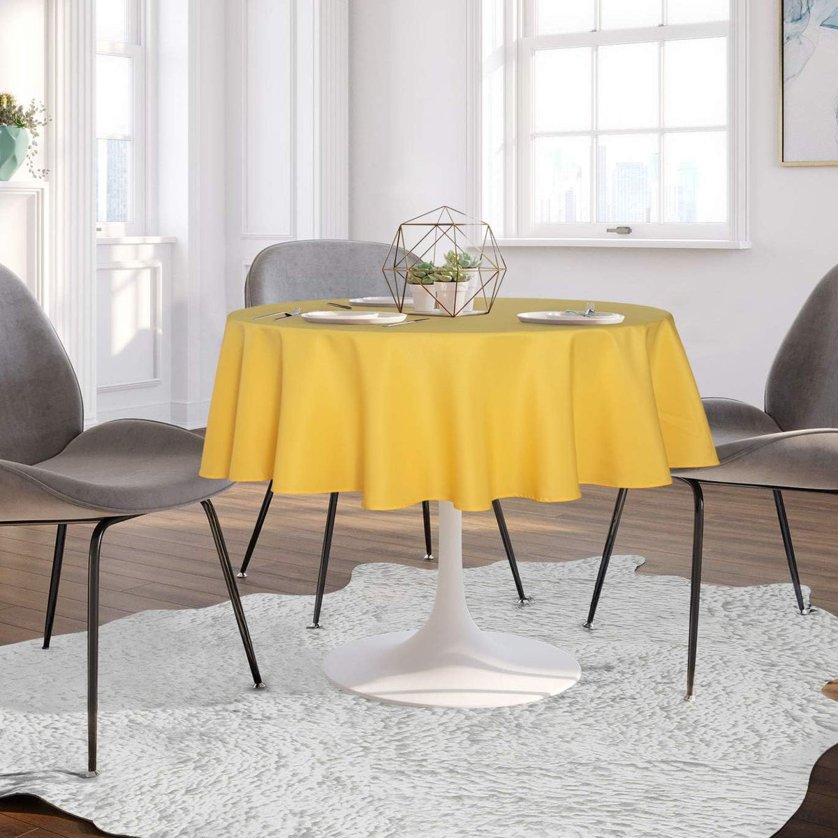 sancua Round Tablecloth - 70 Inch - Water Resistant Spill Proof Washable Polyester Table Cloth