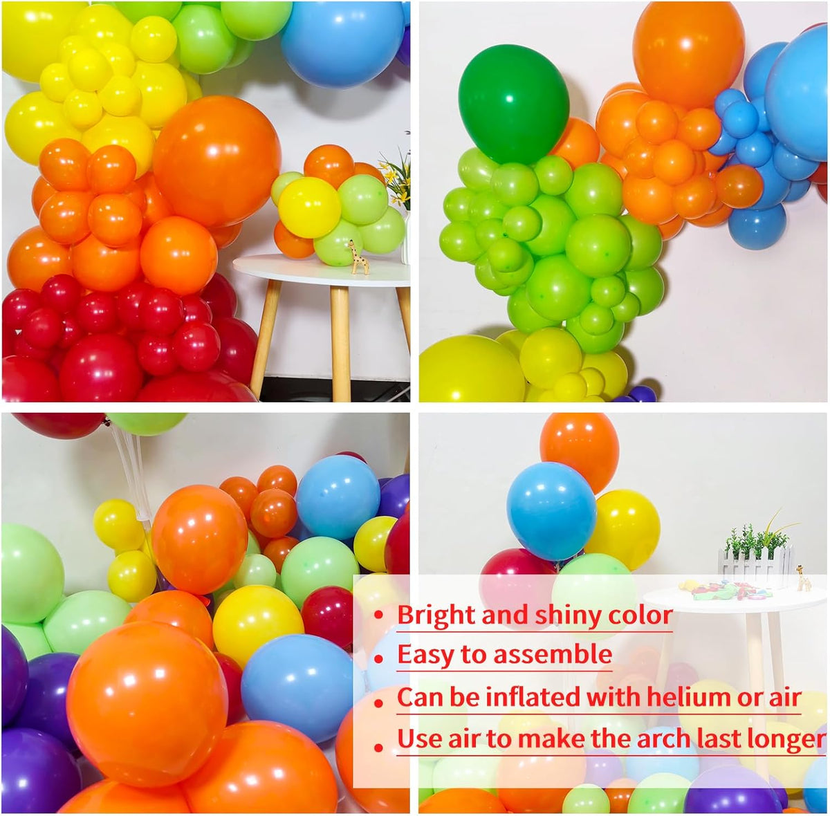 KAWKALSH Rainbow Balloon Arch Kit 111Pcs 18 12 5 Inch Latex Colorful Party Balloons Garland for
