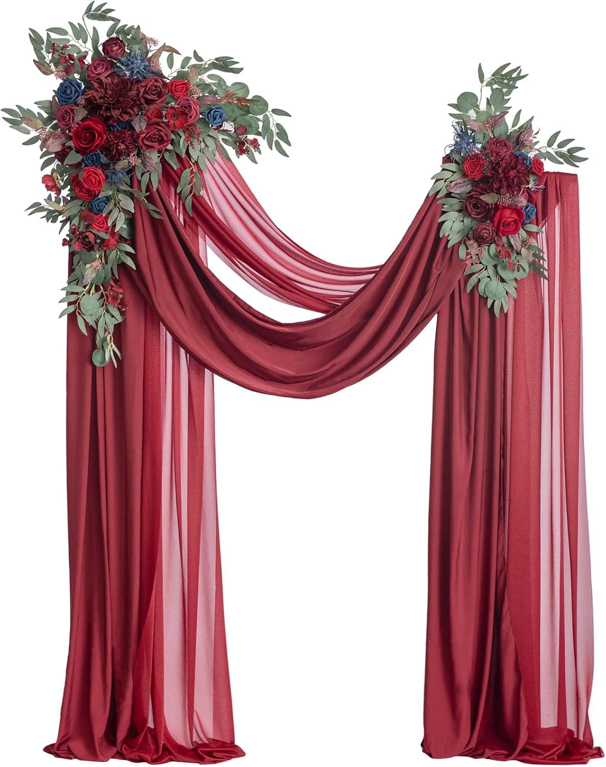 Ling's Moment Burgundy Artificial Wedding Arch Flowers Kit Pack of 4, 2pcs Hanging Flower