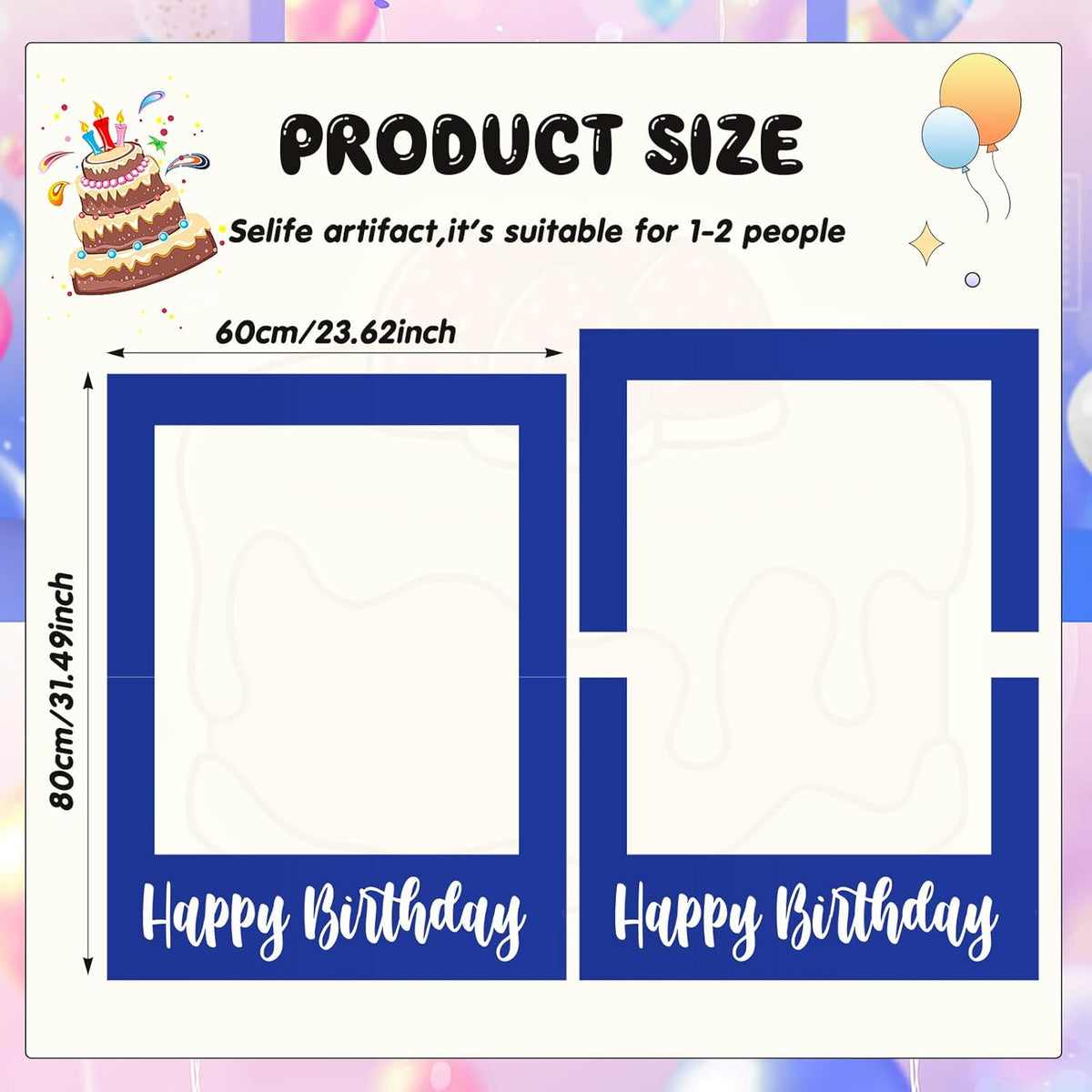 32 x 24 Inch Large Photo Booth Props Picture Frame Happy Birthday Party Frame DIY Cutouts Photo