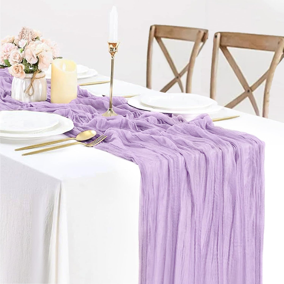 Lilac Purple Cheese Cloth Table Runner Boho Romantic 10ft Gauze Cheesecloth Table Runner for Baby