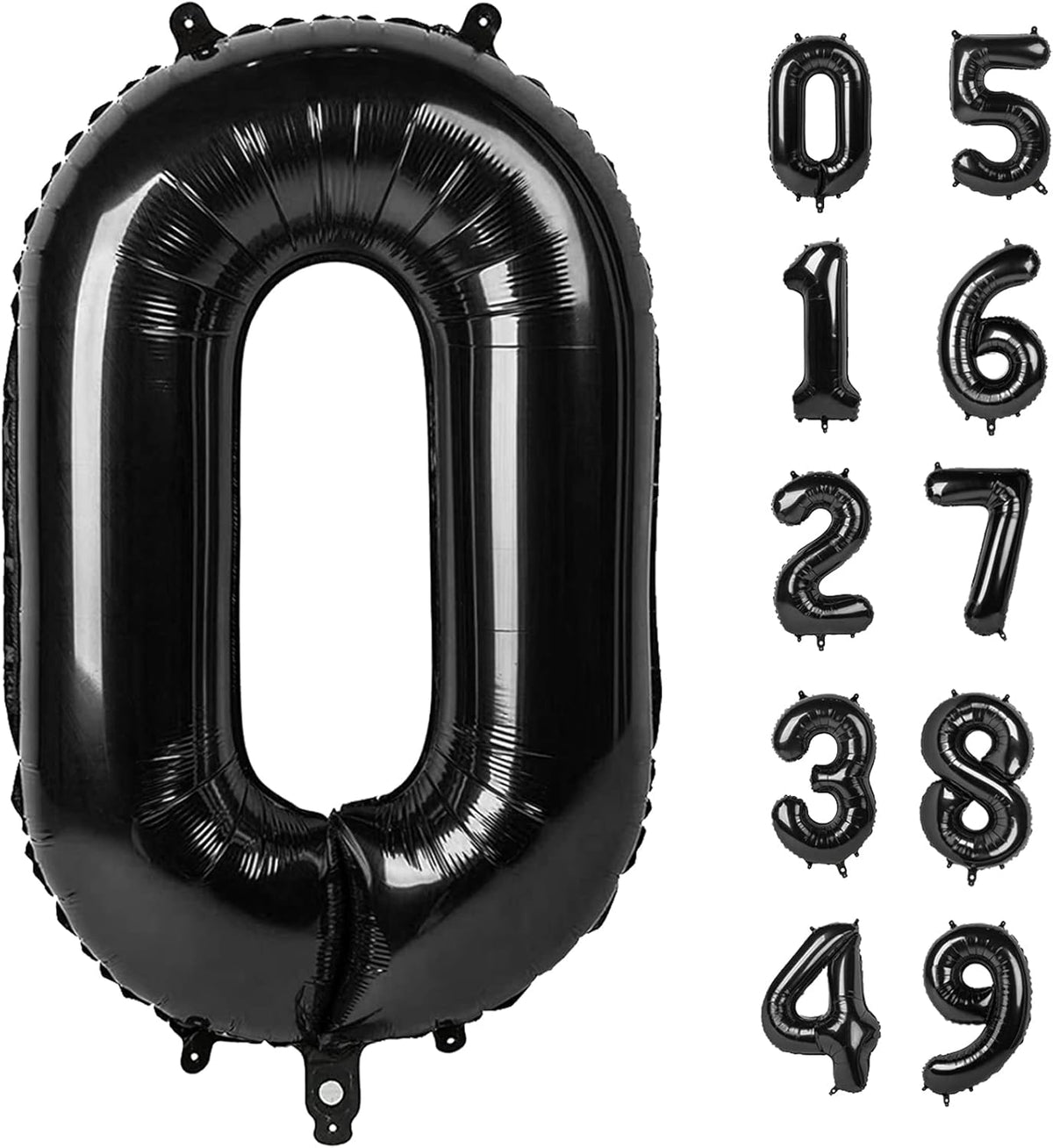 40 Inch Black Number Balloon 0-9(Zero-Nine), Big Size Happy Birthday Balloon, Foil Helium Big