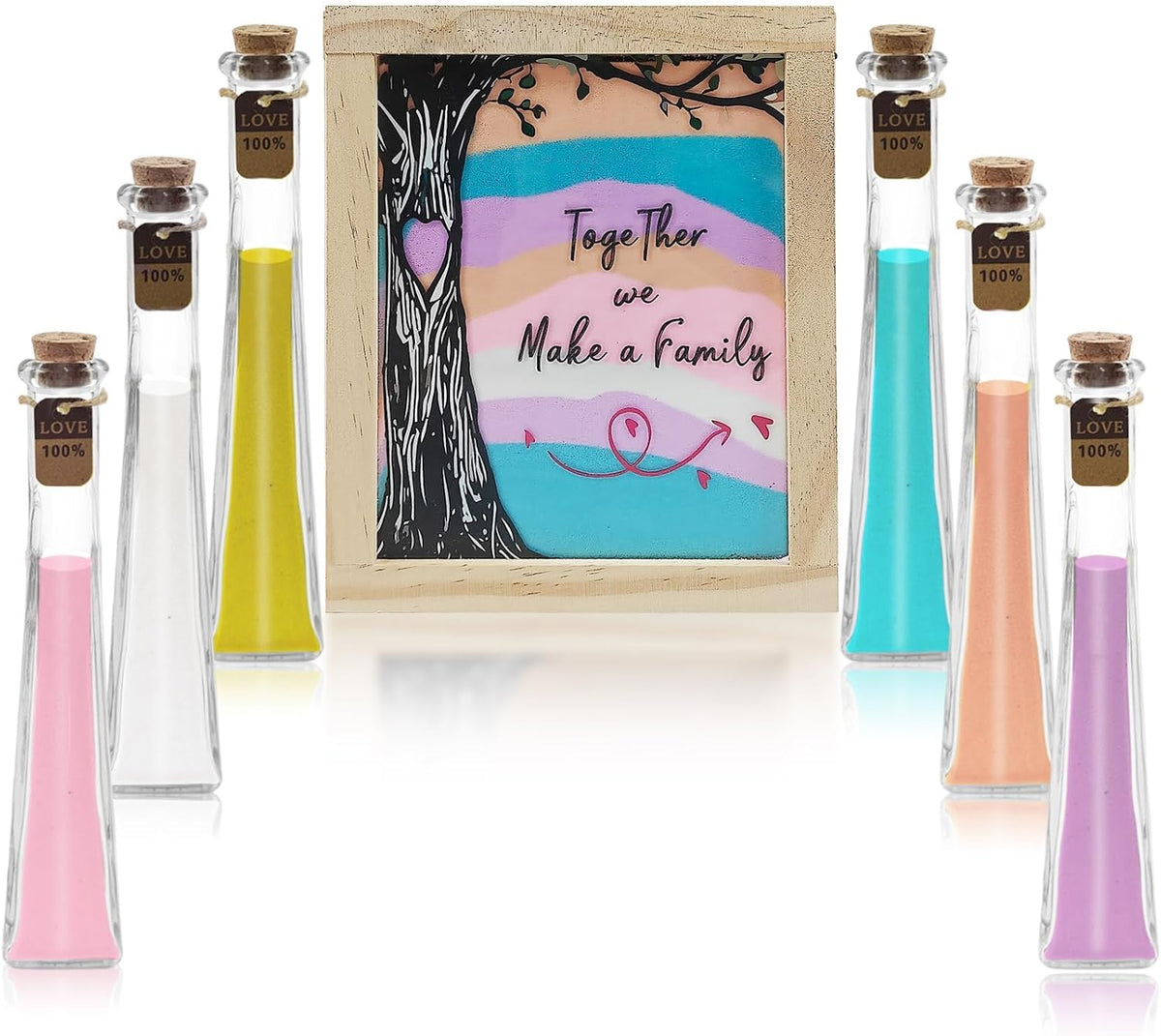 Wedding Unity Sand Ceremony Kit Sand Ceremony Kit for Weddingwith Wood Box 6 Vase 6 Unity for