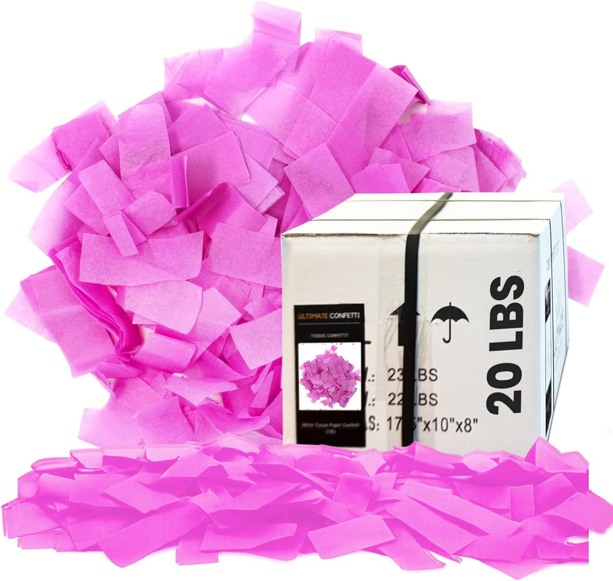 Pink Biodegradable Confetti - Rectangular Fluttering Tissue Paper Confetti for Cannon and Launcher