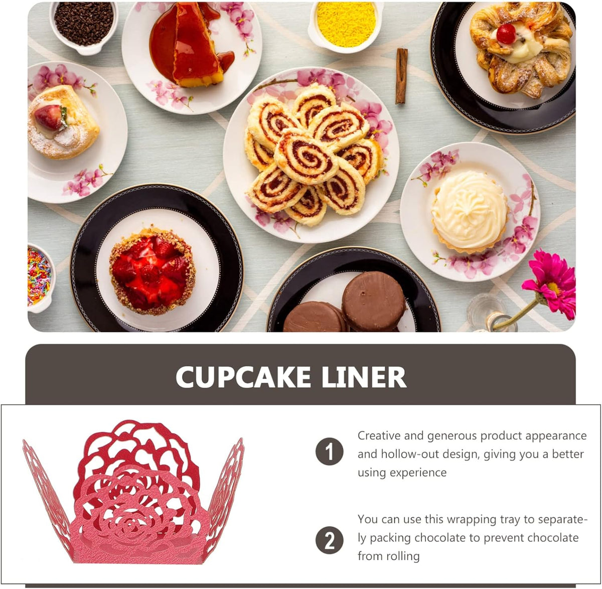 50Pcs Truffle Cupcake Wrapper Liners, Paper Chocolate Candy Wrappers, Peanut Liners Dessert Tray