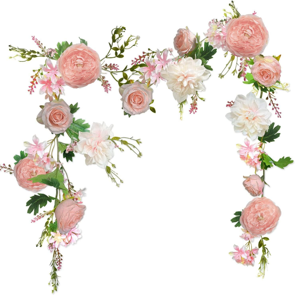 Rose Flower Vine, Peony Flowers, Center Flower Decoration, 6' Length, Floral Garland for Wedding
