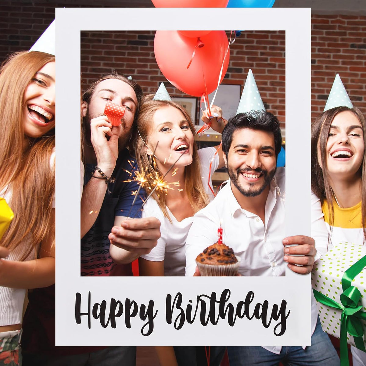 32 x 24 Inch Large Photo Booth Props Picture Frame Happy Birthday Party Frame DIY Cutouts Photo