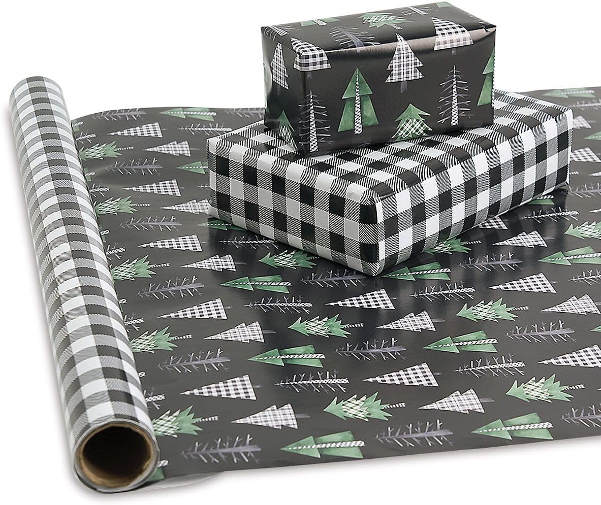Current Christmas Tree Farm Double-Sided Jumbo Rolled Gift Wrap, Premium Semi-Gloss 23-Inch x