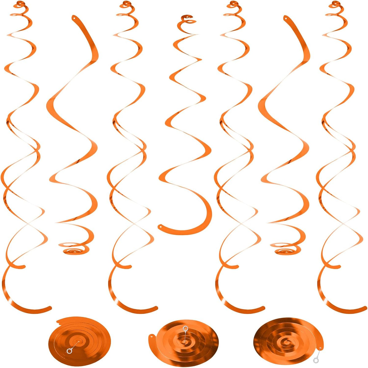 24 PCS Orange Hanging Swirl, Sparkle Ceiling Decorations, Plastic Streamer Party Decorations with