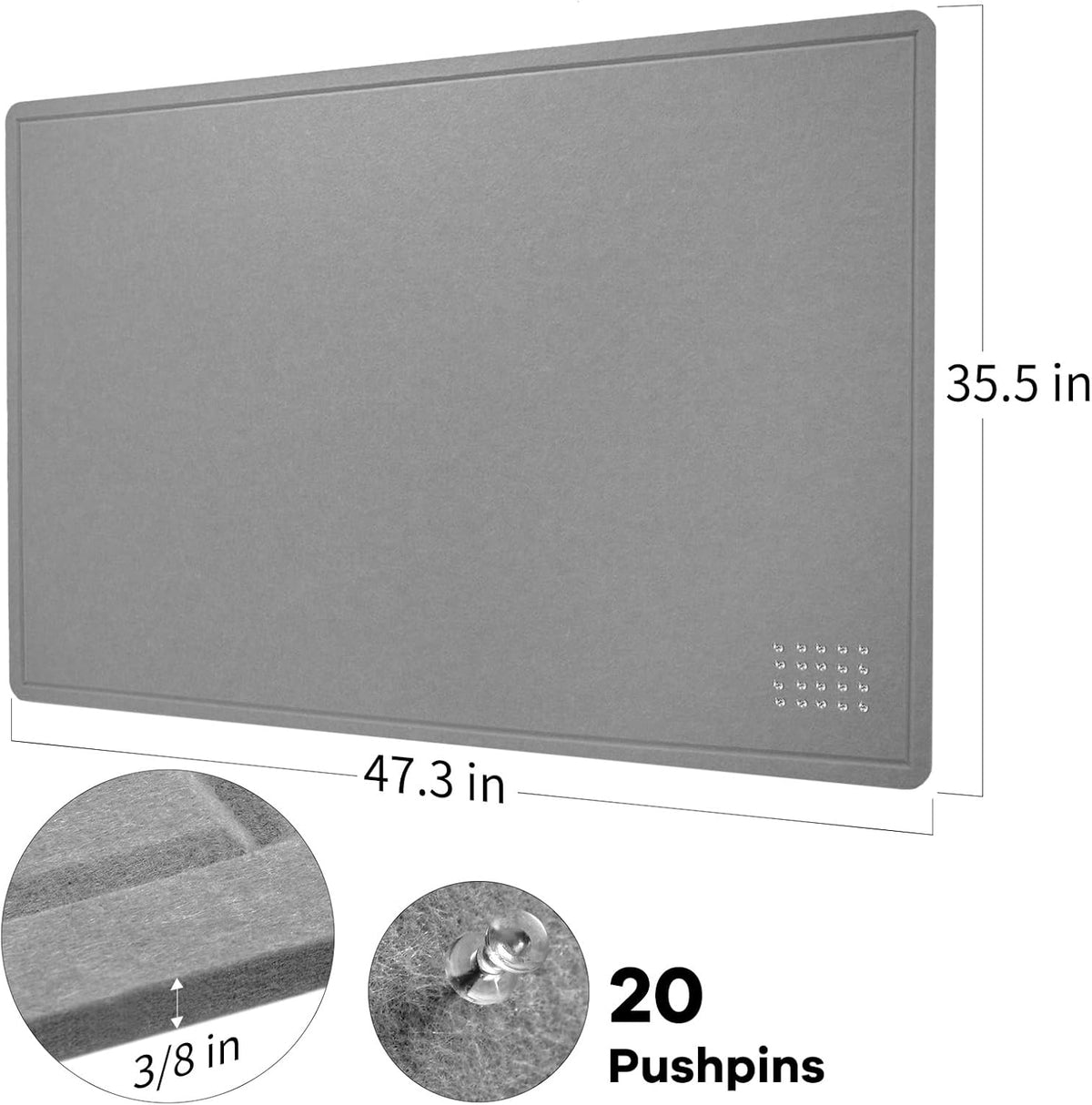 Large Bulletin Board - 48 x 36 Inches, Decorative Felt Pin Board for Wall - 4' x 3' Foldable Photo