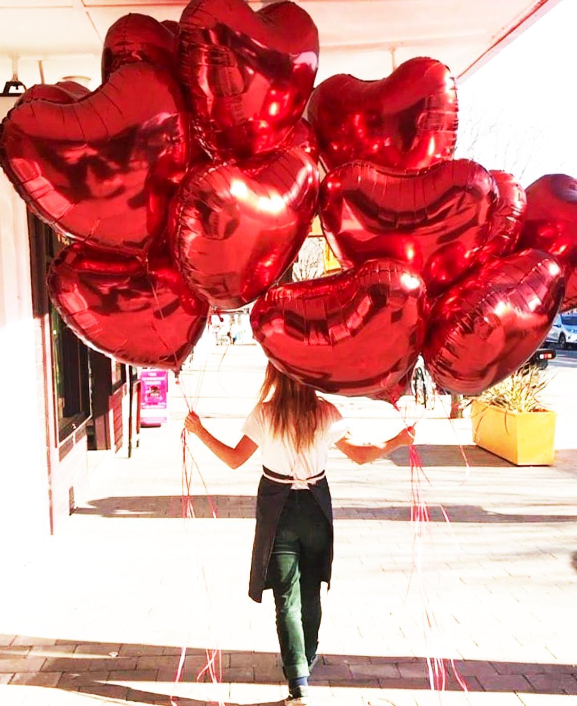 Big Red Heart Foil Balloons, Big Giant Jumbo Heart Shaped Mylar Aluminium Decoration for Girl