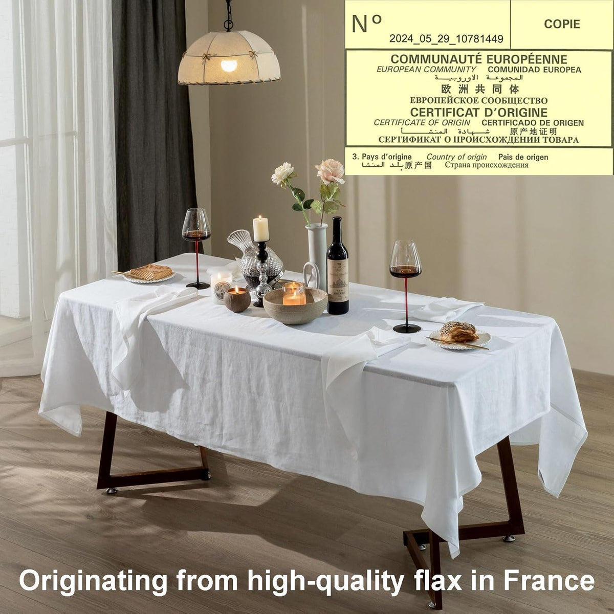 Talasily Linen Tablecloth 100% Pure Linen Table Cloth 60x108 Inches Rectangle Tablecloths Washable