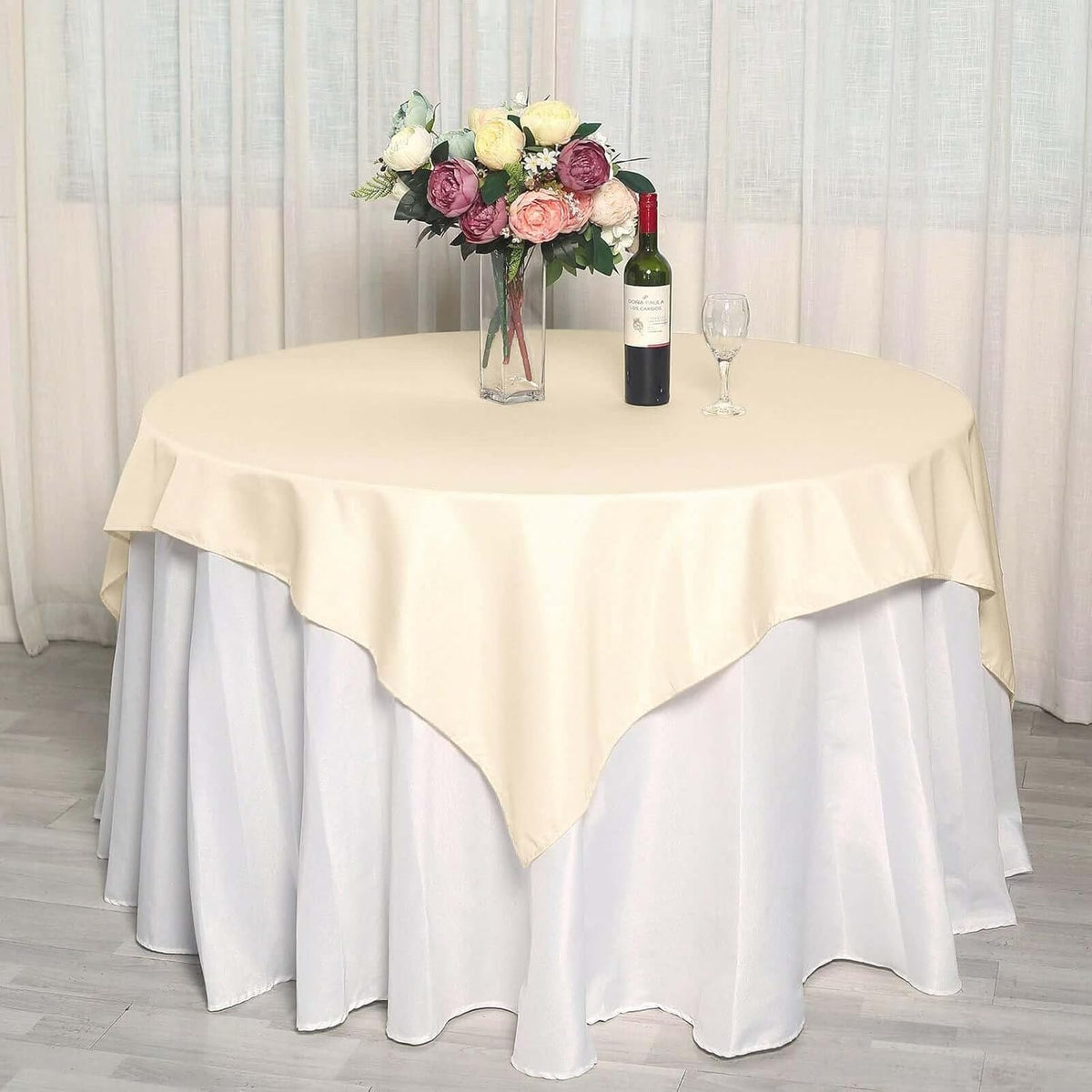 Efavormart 70" Square Linens Beige Wholesale Linens Polyester Square Linen Tablecloth for Wedding