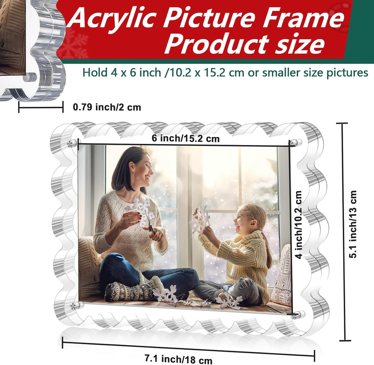 3 Pack Acrylic Picture Frame - 4x6 Magnetic Picture Frames, Double Sided Magnet Frames,10+10mm