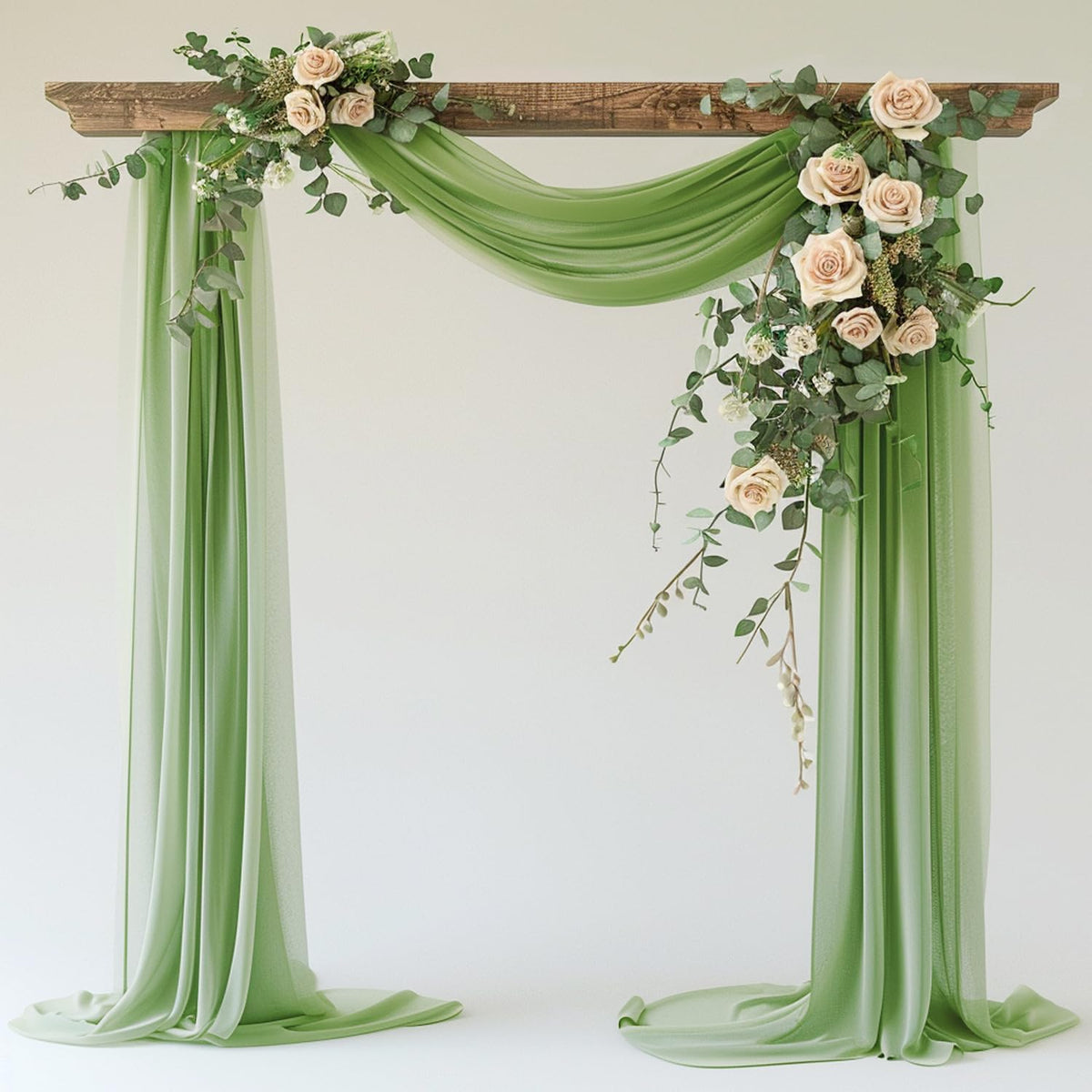 Wokceer Wedding Arch Draping 28.7" x 20FT Sage Green Sheer Fabric Backdrop for Ceremony, Birthday