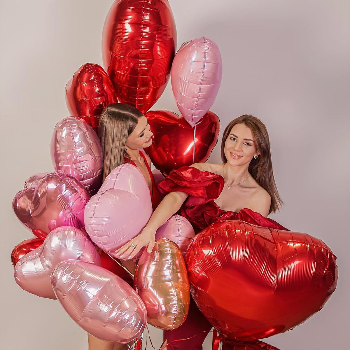 Red Heart Balloons,10Pcs Red Foil Heart Shaped Love Balloons,18Inch Helium Polyester Film Balloon