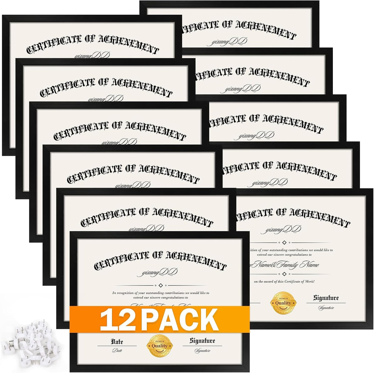 YixangDD 12 PACK Certificate Frames 8.5 x 11, Black Diploma Frame Document Frame with Clear