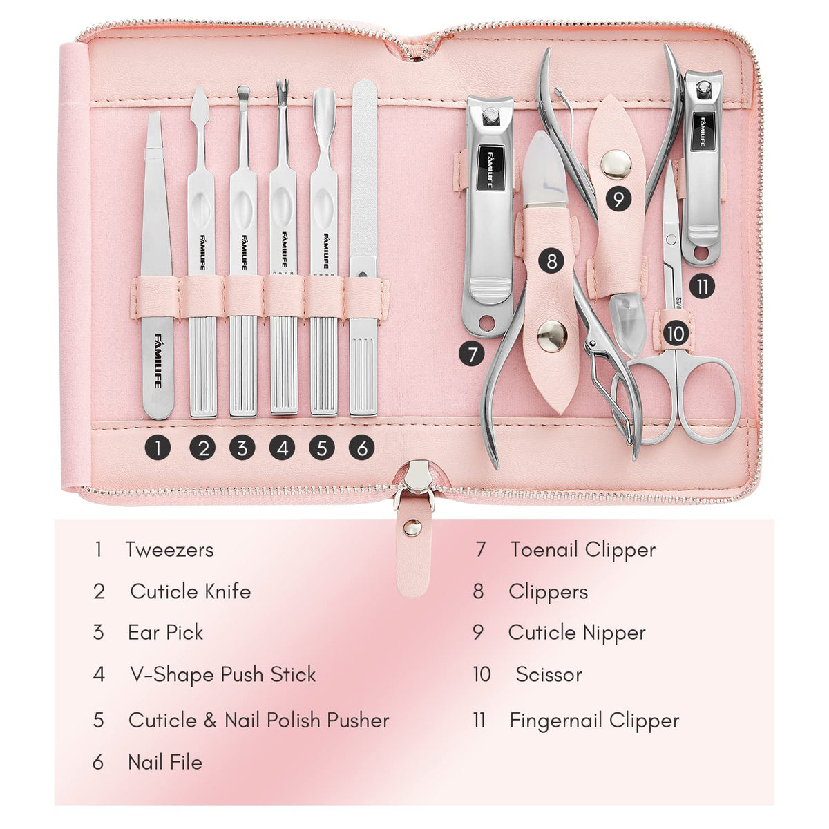 FAMILIFE Manicure Set Professional Manicure Kit Nail Kit - 11PCS Gifts for Her Nail Clippers for