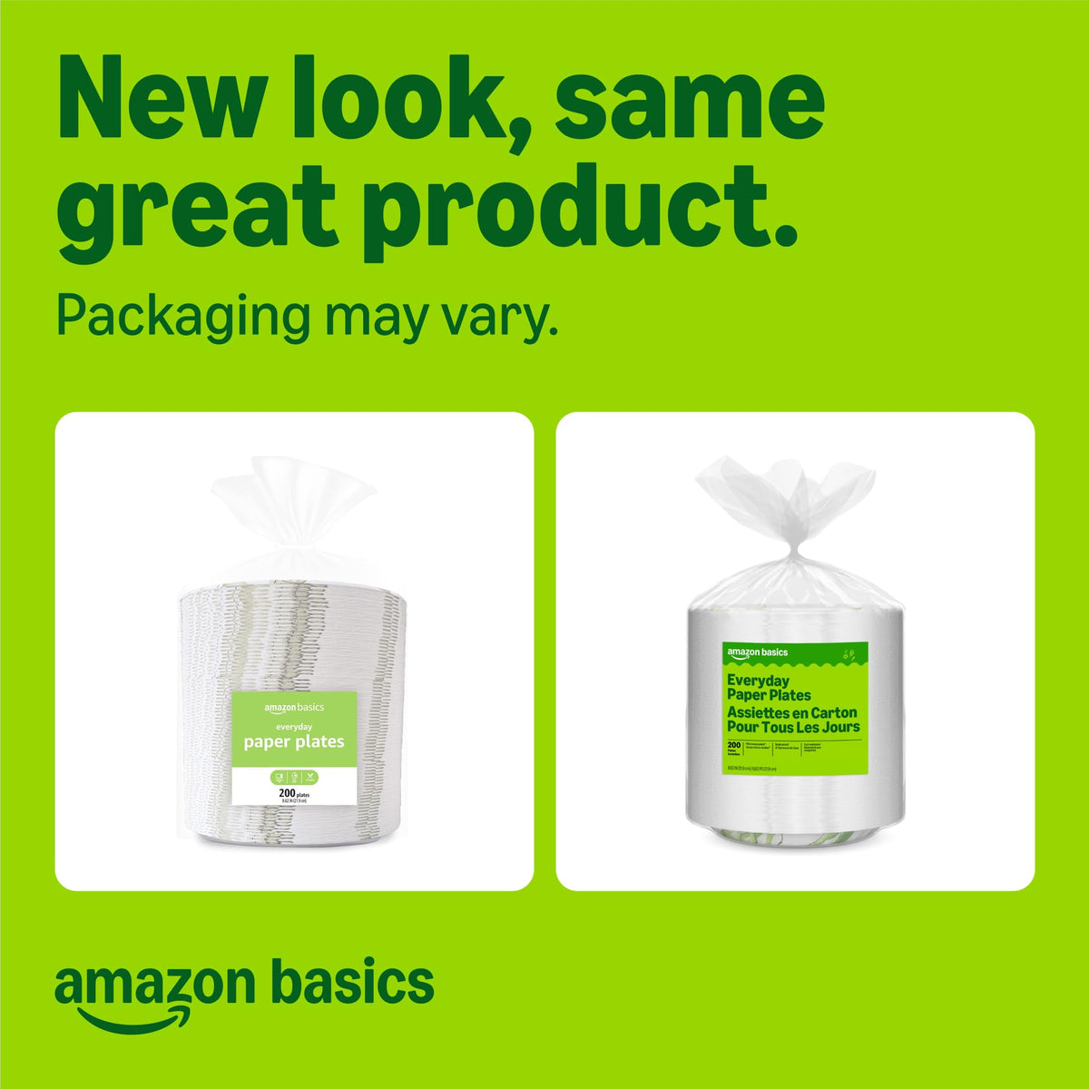 Amazon Basics Everyday Paper Plates, 8.62 Inch, Disposable, 200 Count, Packaging May Vary