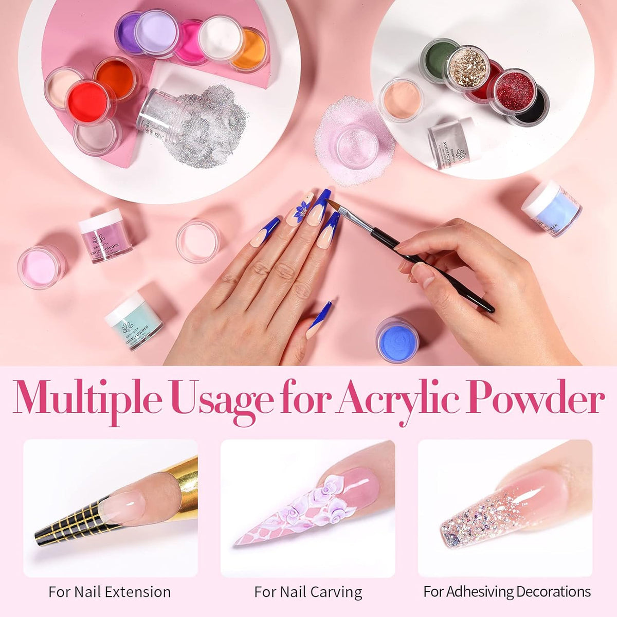 BORN PRETTY Acrylic Powder Set-24 Colors Acrylic Nail Powder Set Fall Winter Colors Pigmented