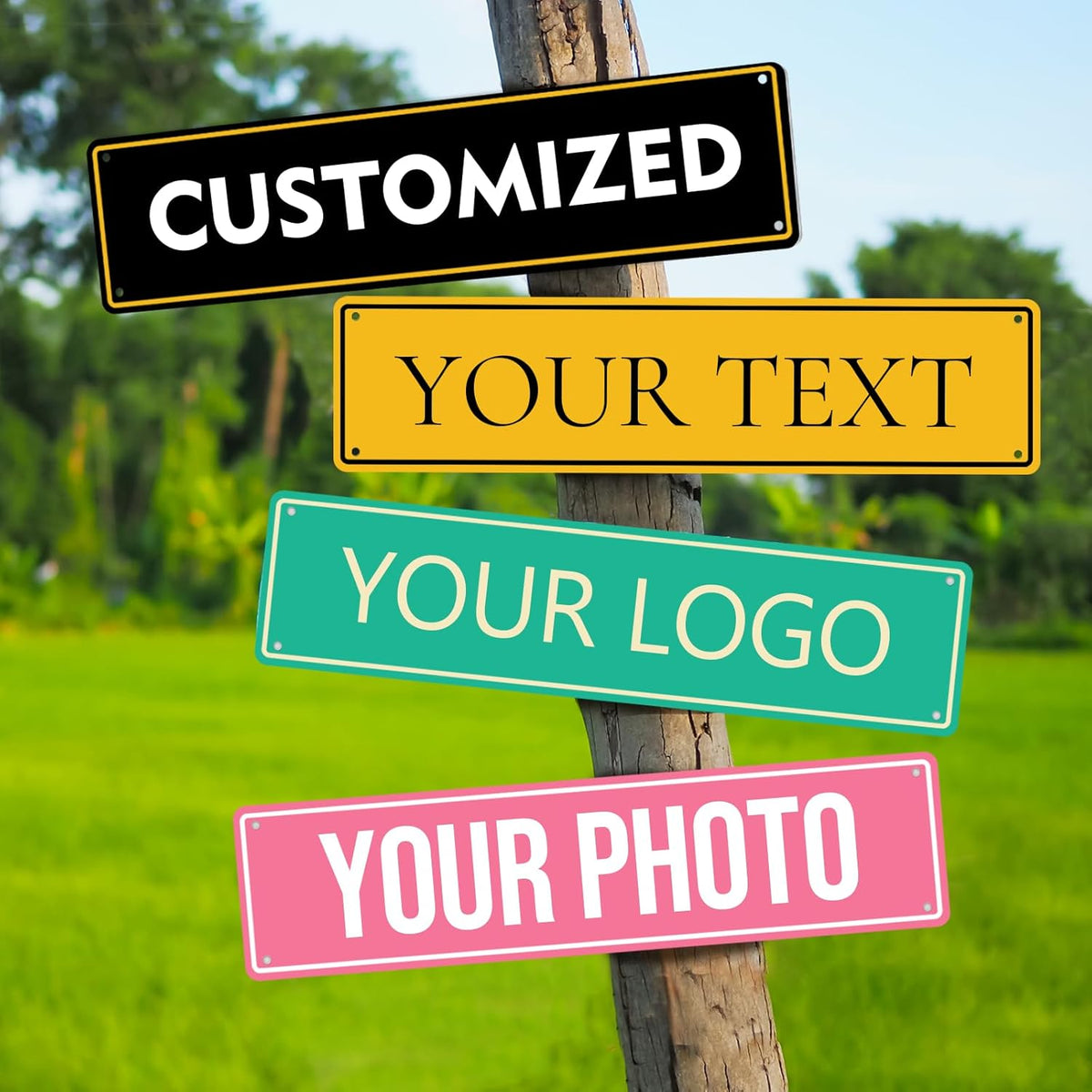 Custom Signs Outdoor Metal - 16 x 4 Personalized Aluminum Rust-Proof Entrance Hazard Intersection