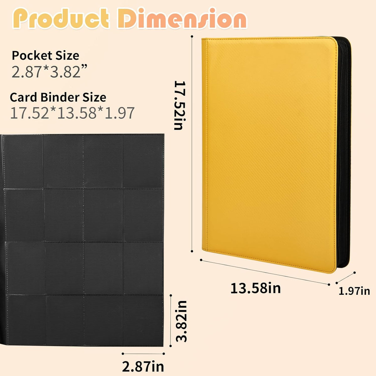 Premium 1000+ Pockets Trading Card Binder, 16-Pocket Ringless Side-Loading Album for TCG, MTG