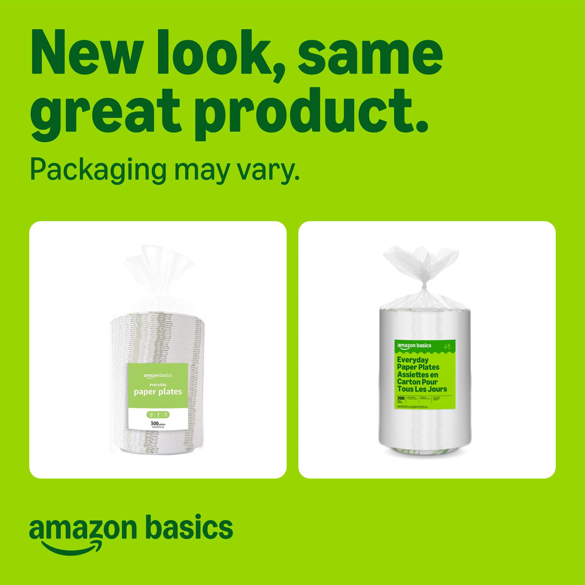 Amazon Basics Everyday Paper Plates, 8.62 Inch, Disposable, 300 Count, Packaging May Vary