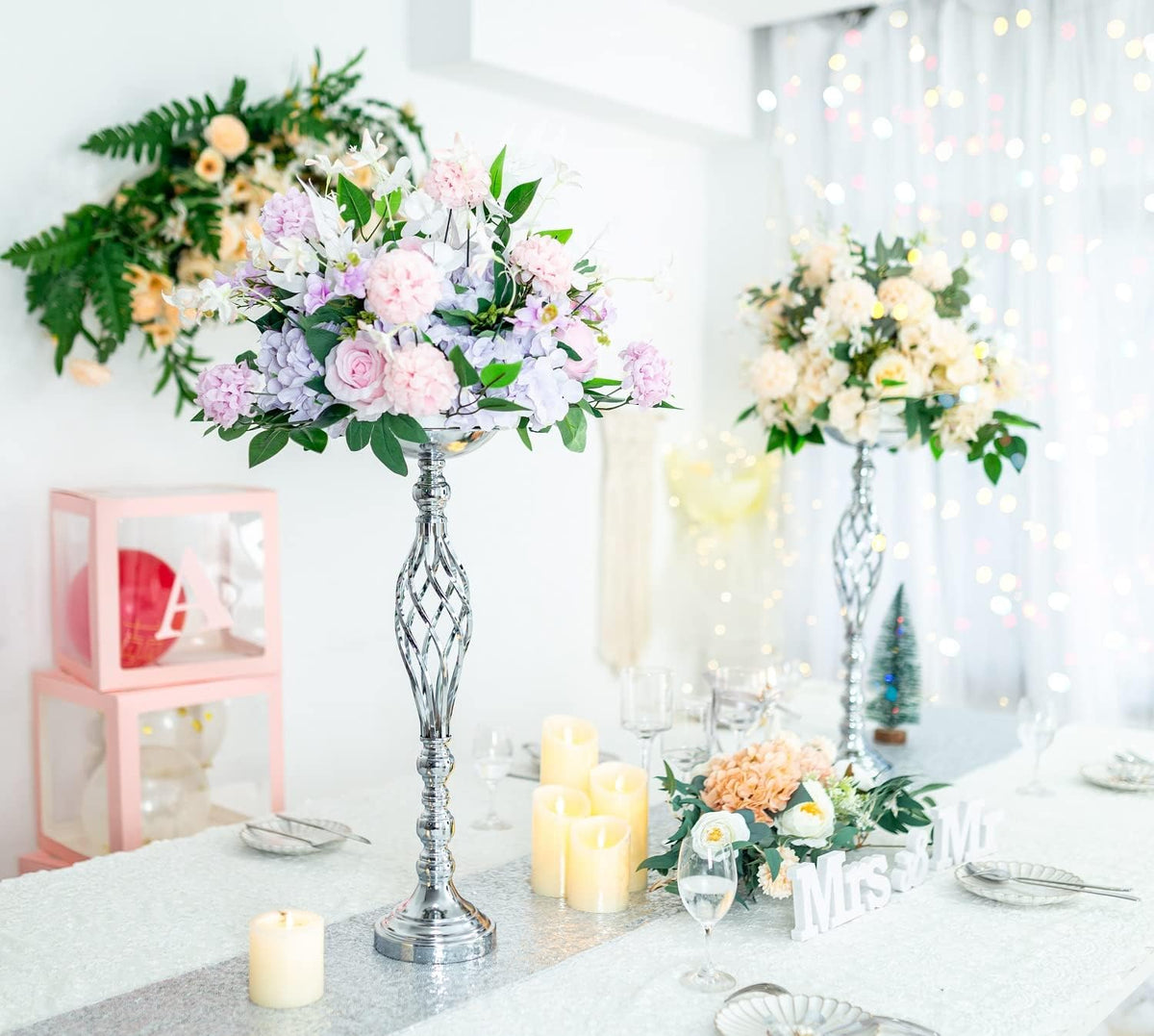 Wedding Centerpieces for Reception Tables - Twist Candleholder Stands, Flower Arrangement Vases