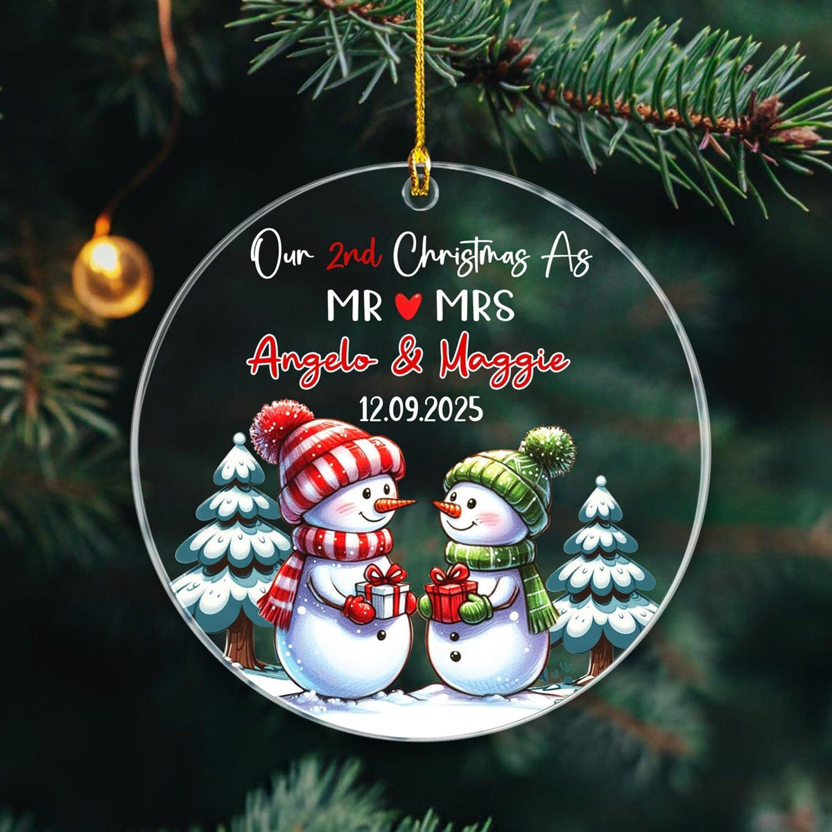 Our 2ND Christmas As Mr & Mrs Ornaments Gift for Boyfriends Girlfriend, Personalized Date/Name Mr &