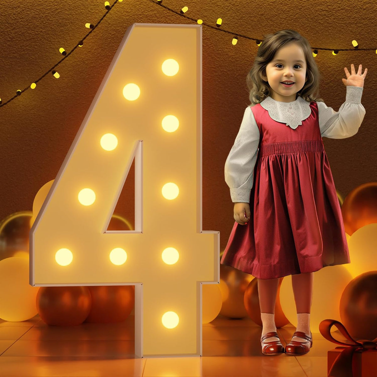 Marquee Numbers 4 Feet Tall Large Light Up Numbers 4th 14th 24th Four Ever Sweet Birthday