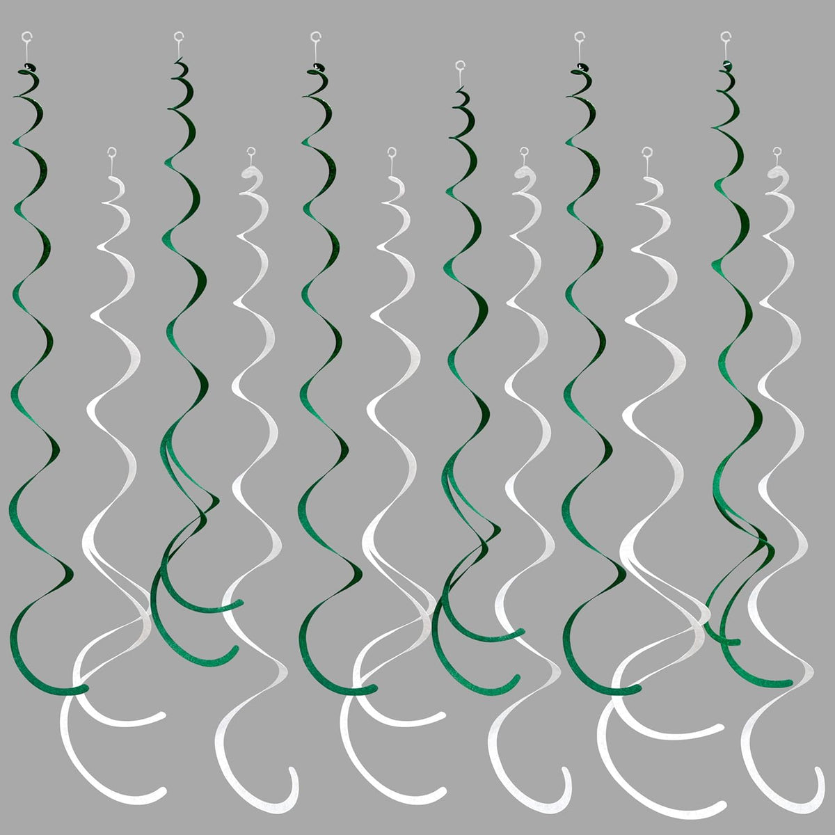 36 Pcs Green White Hanging Swirl Decorations Felt Swirl Streamer Spiral Ceiling Garland for