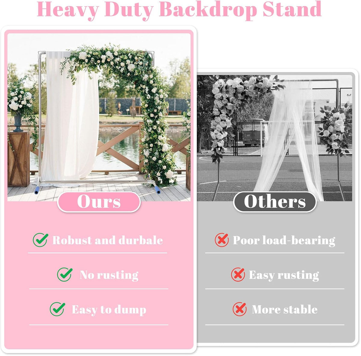 Arch Backdrop Stand,7x4 FT Metal Wedding Square Backdrop Stands for Ceremony Square Stainless Steel